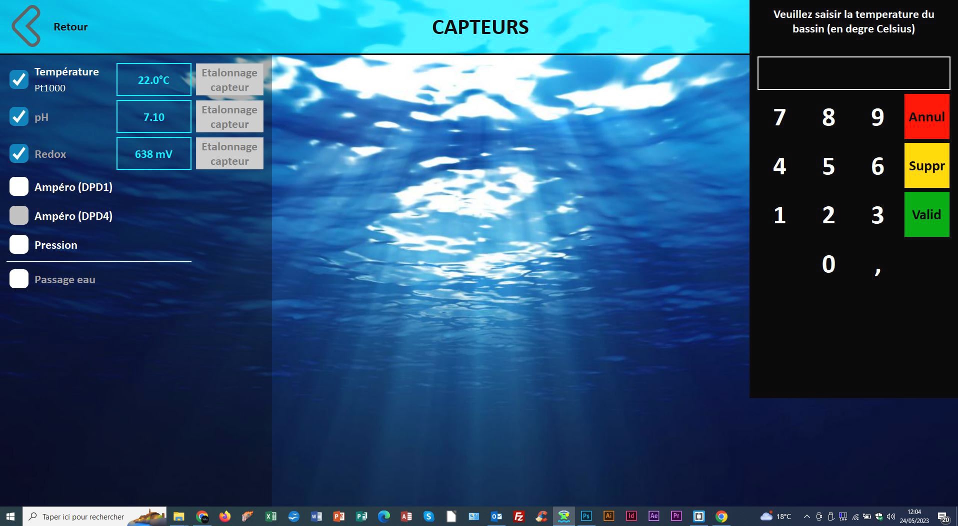 domotique page piscine capteur eau