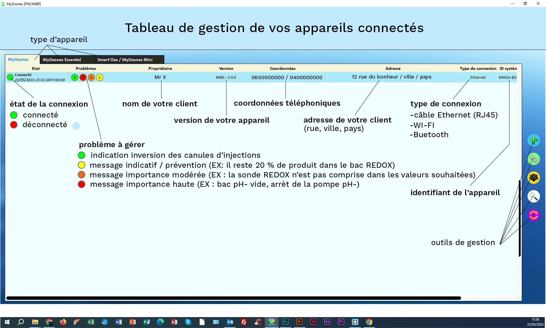 application de gestion distance piscine