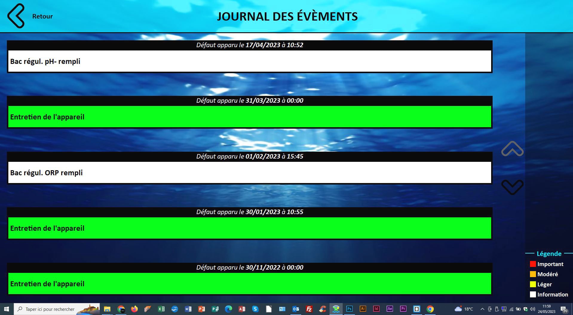 page journal des evenements piscine