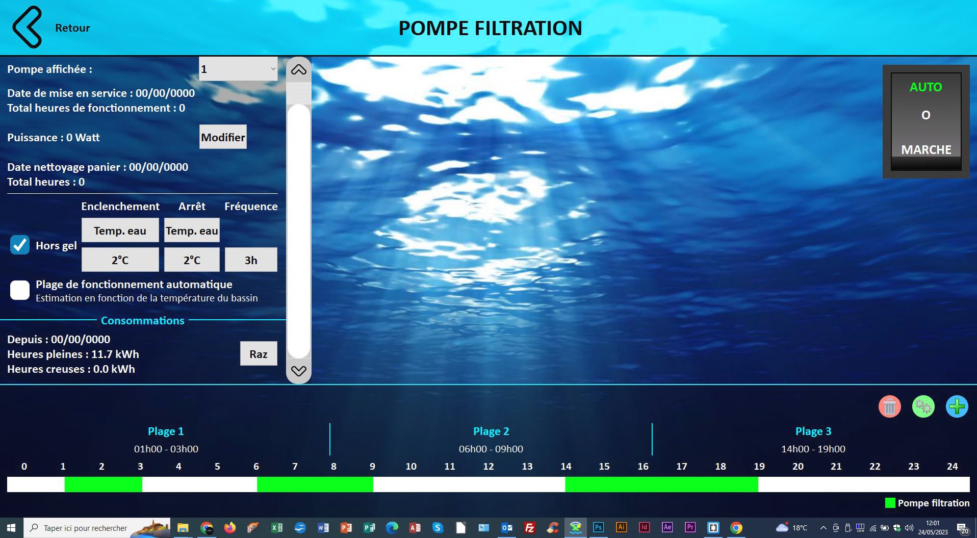 page pompe filtration domotique piscine