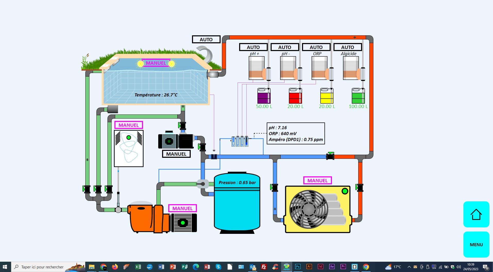 application de gestion distance piscine